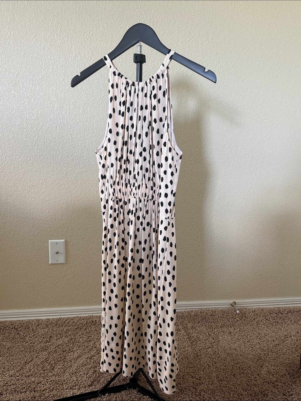 NWT Kate Spade size 8 Leopard Dot Halter Dress- Black on Blush